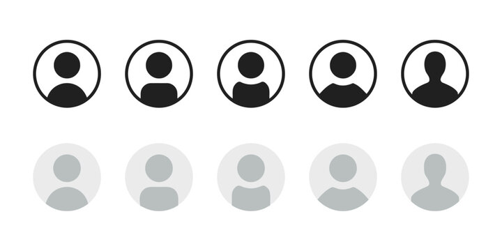 Multiple user profile icons in circles, solid and grayscale variations for selection.