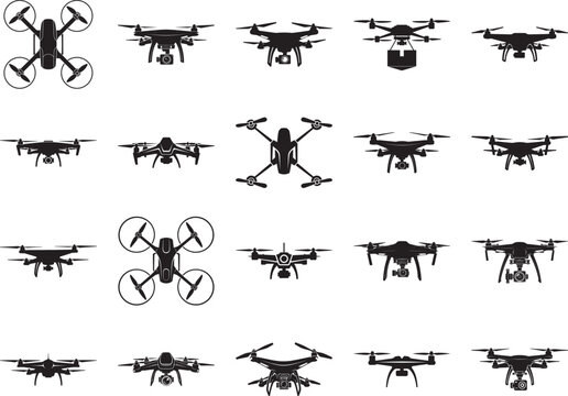 Drone Silhouette Various Models and Designs