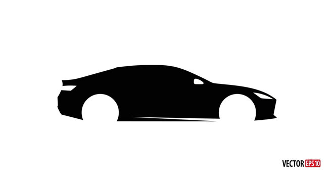 Black Sports Car Silhouette Graphic.