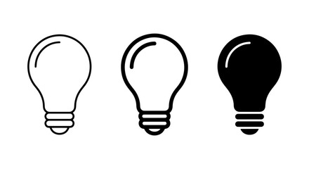 Light Bulb Icons Set: Idea, Innovation, Solution Concepts, Black and White Line Art © Tanvir