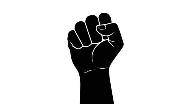 Black raised fist silhouette icon.