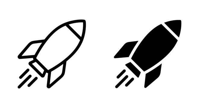 rocket launch flat design vector set on white background