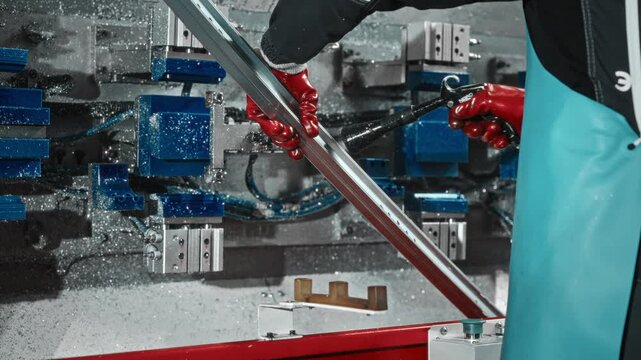 Skilled Technician Diligently Assembles And Cleans Highprecision Aluminum Vehicle Parts In Factory Environment