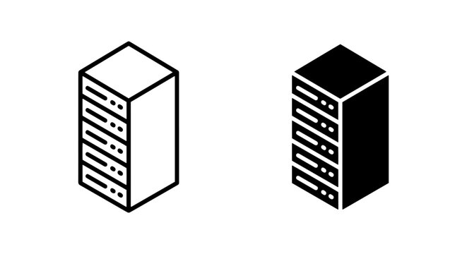 Server Rack Icons, Data Center Equipment, Network Storage, Technology Hardware, Isometric Vector Graphics