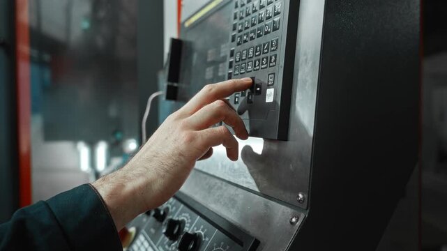 Scene Captures Skilled Technician Finetuning CNC Machine Parameters Accurately In Production Environment