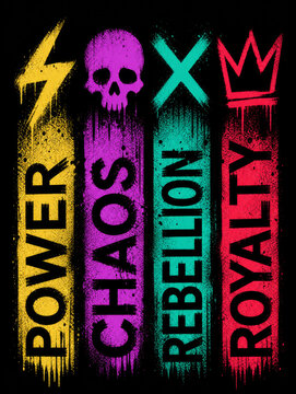 Colorful Graffiti Typography Power Chaos Rebellion Royalty Urban Art