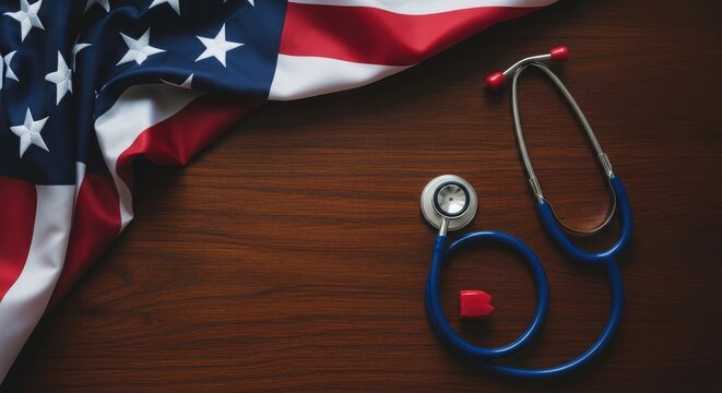 Independence day healthcare american flag with stethoscope patriotic medical symbol