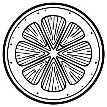 Black and white hand drawn orange slice illustration, fruit food design element