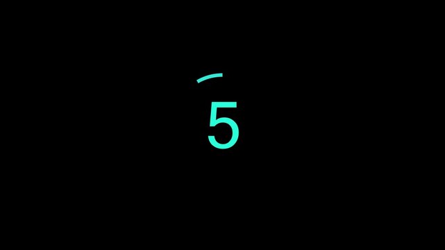 Countdown timer animation from 0 to 60 seconds with transparent background and alpha channel.