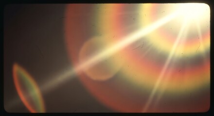 Naklejka premium Bright Sunlight with Lens Flare and Rainbow Effects in the Sky.