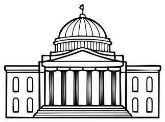 Obraz premium Grand Neoclassical Government Building with Dome and Columns