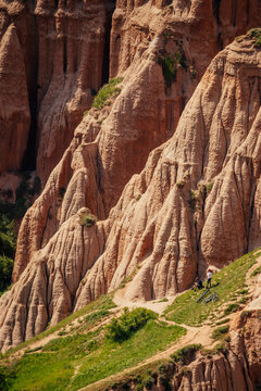 R&acirc;pa Roșie natural and geological reservation with red rock formations near Sebes, Romania 