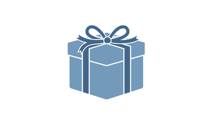 Obraz premium Blue gift box icon with ribbon bow isolated on white background