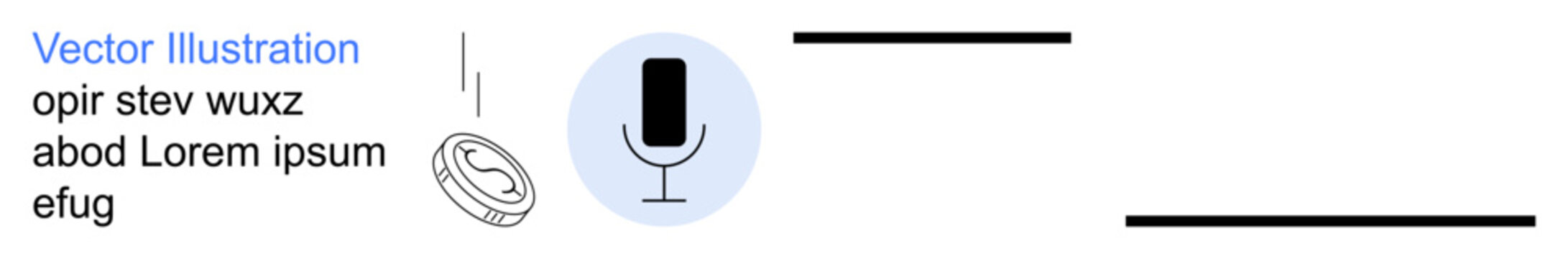 Technology, audio communication, podcasting, voice recording, telecommunication, digital interface. Microphone and headset visuals with abstract lines. Technology and audio communication concepts