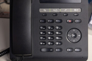 Fototapeta premium Modern office ip phone keypad close up