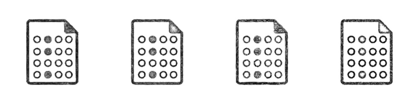 Sketch answer sheet icon design set