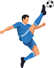 Fototapeta premium Man Kicking Soccer Ball in Air.