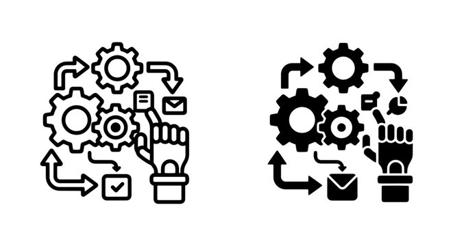 business process management system pictograms set on white background