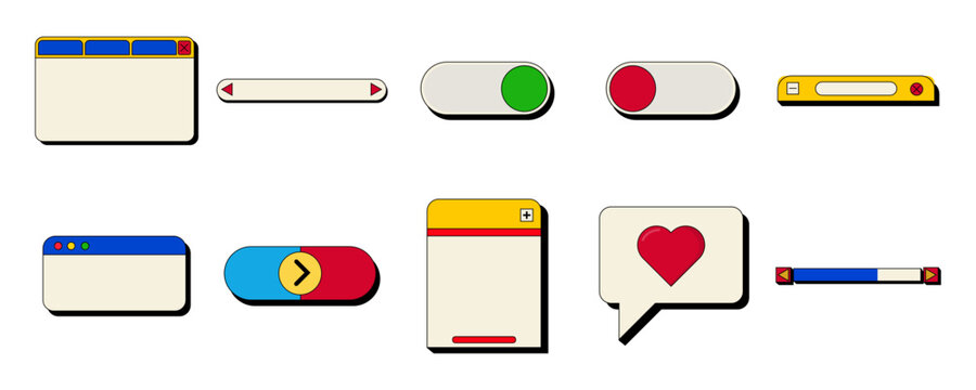 Retro Pixel Art UI Elements Set