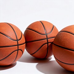 Fototapeta premium Three orange basketballs on white background