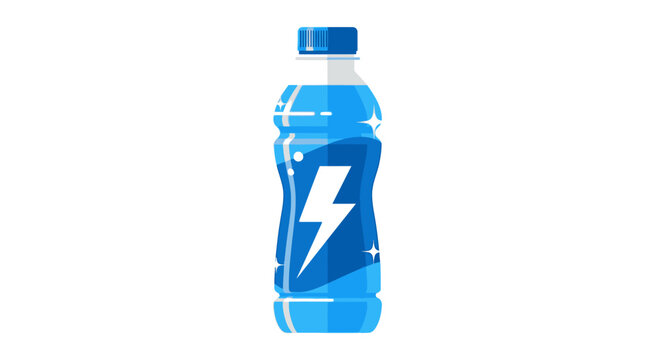 Blue sports drink bottle graphic design on white background
