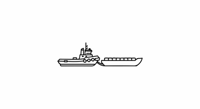 A tugboat tows a barge across the water