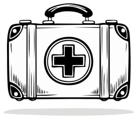 Obraz premium Cartoon Style First Aid Kit Illustration with Medical Cross Symbol Isolated