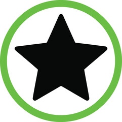Fototapeta premium Black star icon inside a green circle