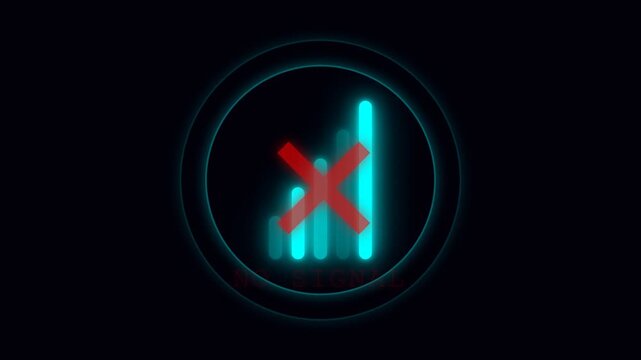 No wi-fi signal in dark night with red X mark on screen