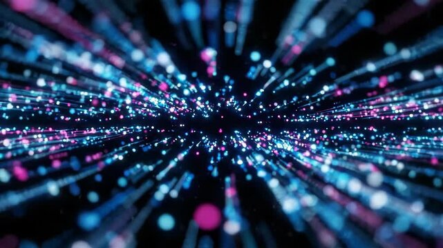 Quantum computing network security data fiber optic light stream streak neon bokeh abstract cyber. physics next generation cyberspace, processor computer, algorithm, infrastructure, datum, AI