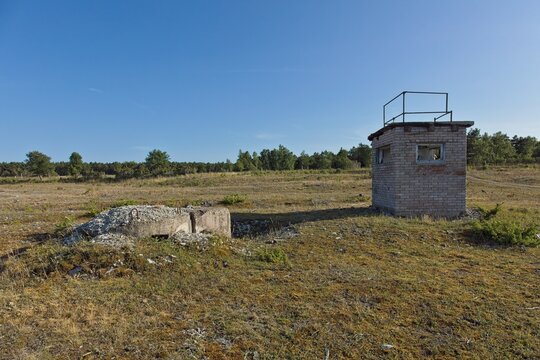 Abandoned Soviet border guard observation post (vaatluspost), located at Undva on the island of Saaremaa in sunny summer weather, Estonia, Europe.