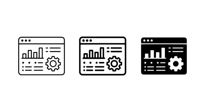 business analytics and management concept vector icons on white background