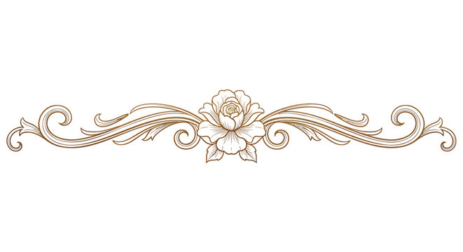 Elegant gold floral border, ornate swirl design element, luxury vector frame, decorative scroll ornament