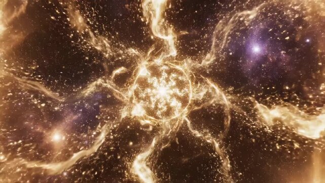 Golden cosmic symbol in space ideal for sleek commercial backgrounds and title sequences