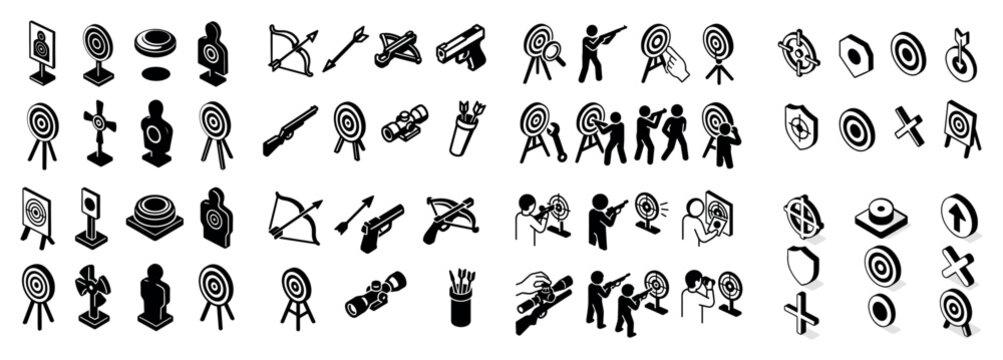 Archery icon set: targets and equipment