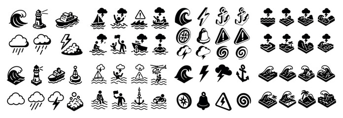 Fototapeta premium Nautical and weather icon set collection