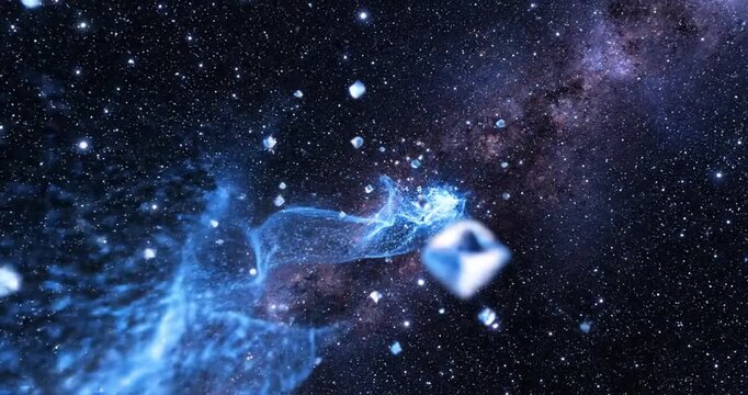 Glowing Blue Nebula in Space.
