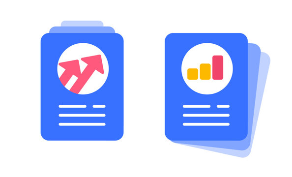 Business sales data audit report icon vector modern simple graphic set, growth graph chart progress statistics sign symbols ui interface elements, analytics marketing performance pictogram minimal
