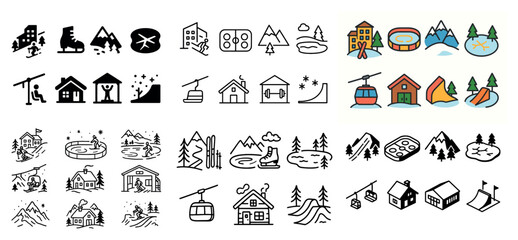 Naklejka premium Winter activity icons collection