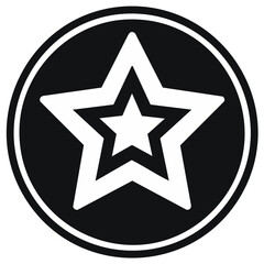Fototapeta premium Modern abstract concentric star icon symbol in a dark circle representing achievement success and excellence