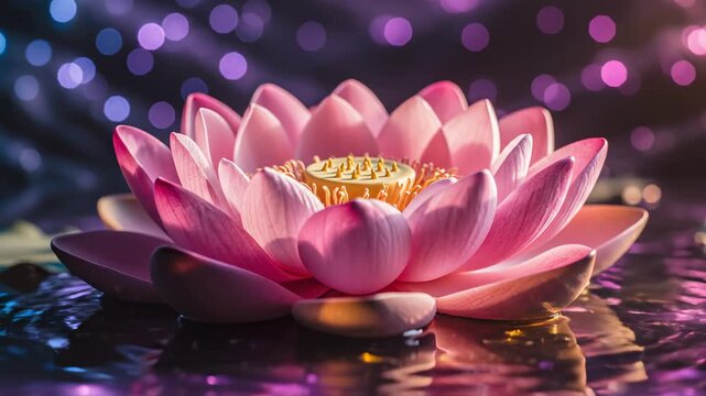 Pink lotus flower in water symbolizing conceptual art and dynamic energy