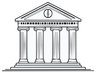Obraz premium Classical Greek Temple Architecture with Pediment and Columns