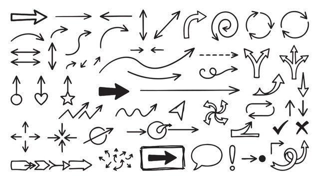 Hand drawn navigation and cycle arrows for instructional design and technical documentation to illustrate feedback loops and improve user experience navigation in educational slides