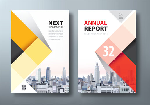 Red and Yellow Annual report brochure flyer design template vector, Leaflet presentation, book cover, layout in A4 size