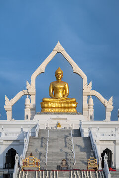 Lopburi, Thailand, April 12, 2025, Puttha Sathan Lopburi Sri Suvarnabhumi - Golden Buddha shrine at Puttha Sathan Lopburi Sri Suvarnabhumi