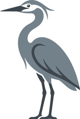 Obraz premium Great blue heron silhouette standing alert in nature vector can Editable