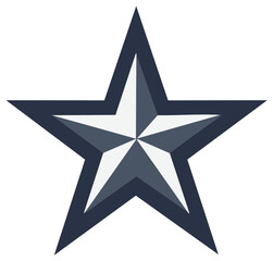 Obraz premium Five Pointed Star Flat Design Symbol with Navy Blue Outline Icon