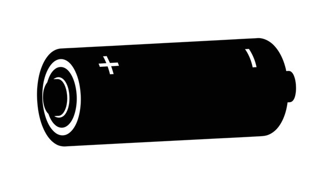 Battery silhouette a black and white illustration of a cylindrical power cell