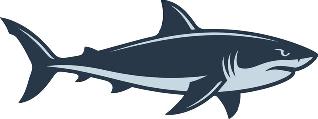 Naklejka premium Shaded shark silhouette with realistic body proportions vector can Editable