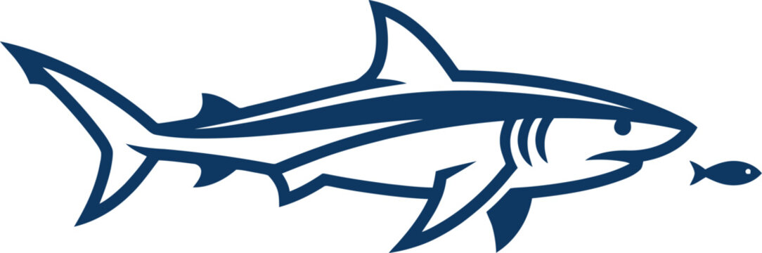 Shark about to consume a tiny fish vector can Editable